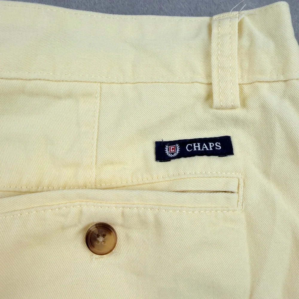 Chaps Men's Size 42 Flat Front Chino Shorts Yellow Cotton